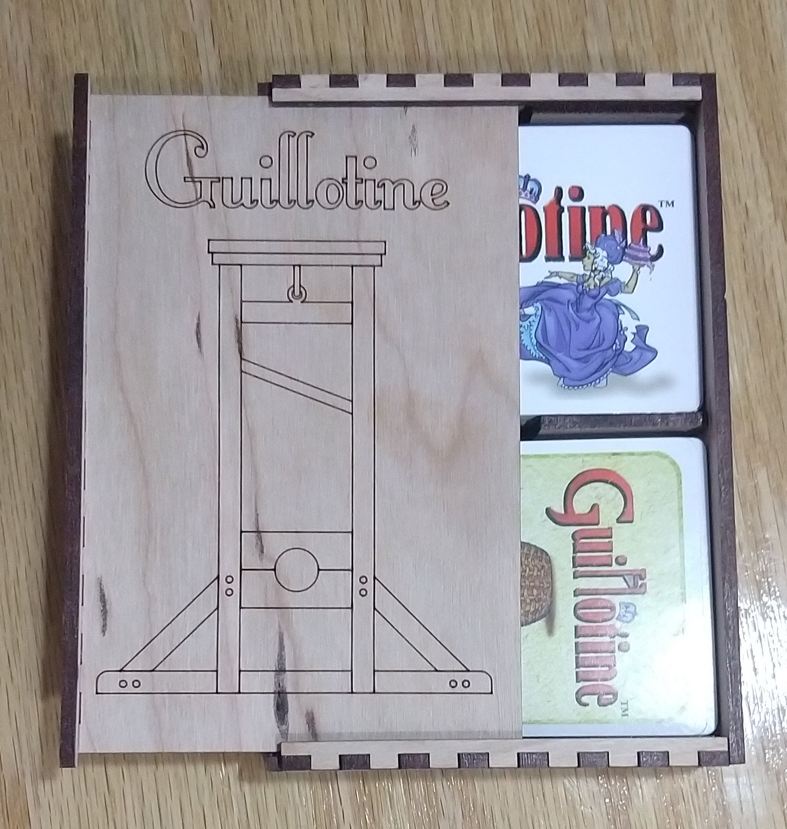 Guillotine Game Wooden Card Box Etsy