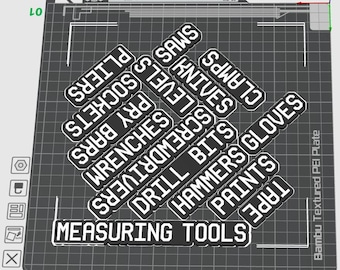 3D-Modelle Etiketten für Werkzeugkiste und Werkstattwerkzeug (Digitaler Artikel)