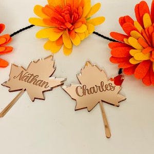 Thanksgiving Acrylic name plate | Fall Acrylic name sign | Autumn Acrylic Name place settings | Acrylic Leaf | Pumpkin Acrylic Name Placards