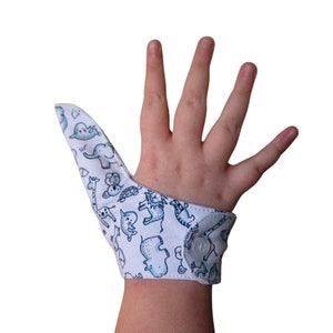 Thumb guard to stop thumb sucking and other habits quickly.  Babies and toddlers can pull this off. Extra cuff sold separately.