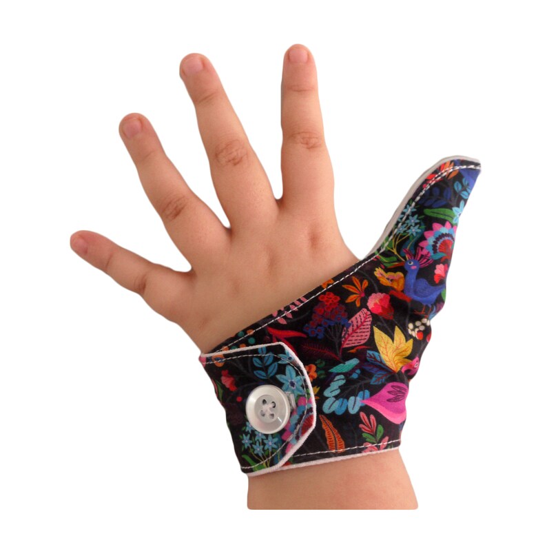Thumb guard. Single thumb glove. Made using jungle themed Etsy