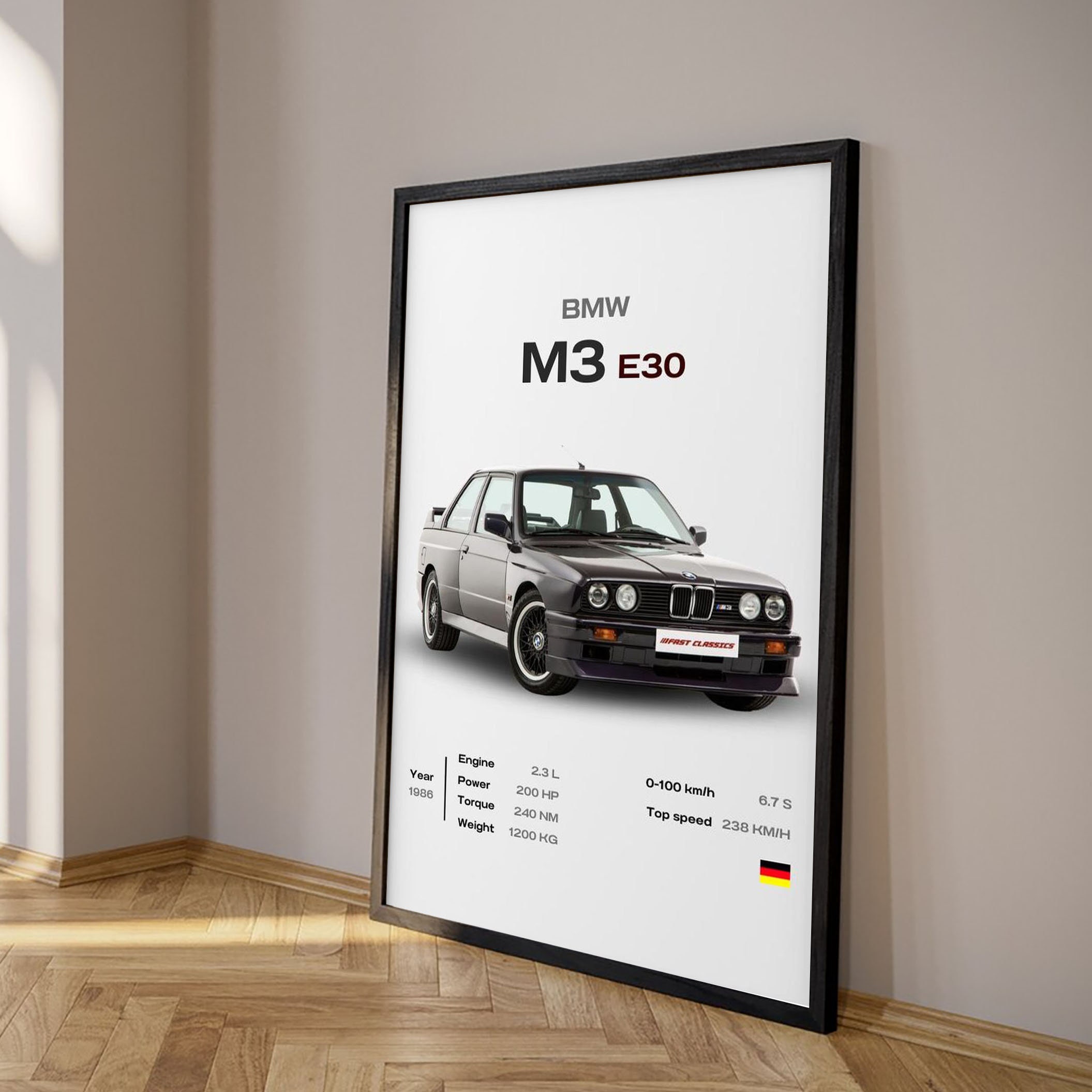 Bmw M3 E30 Poster Mid Century Modern Car Poster Retro - Etsy