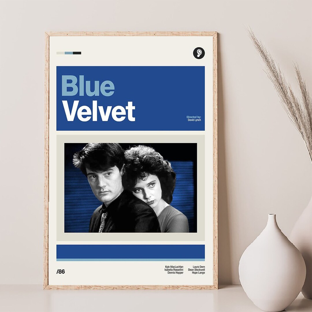 Blue Velvet Poster, Mid Century Modern Movie Poster, Vintage Minimalist