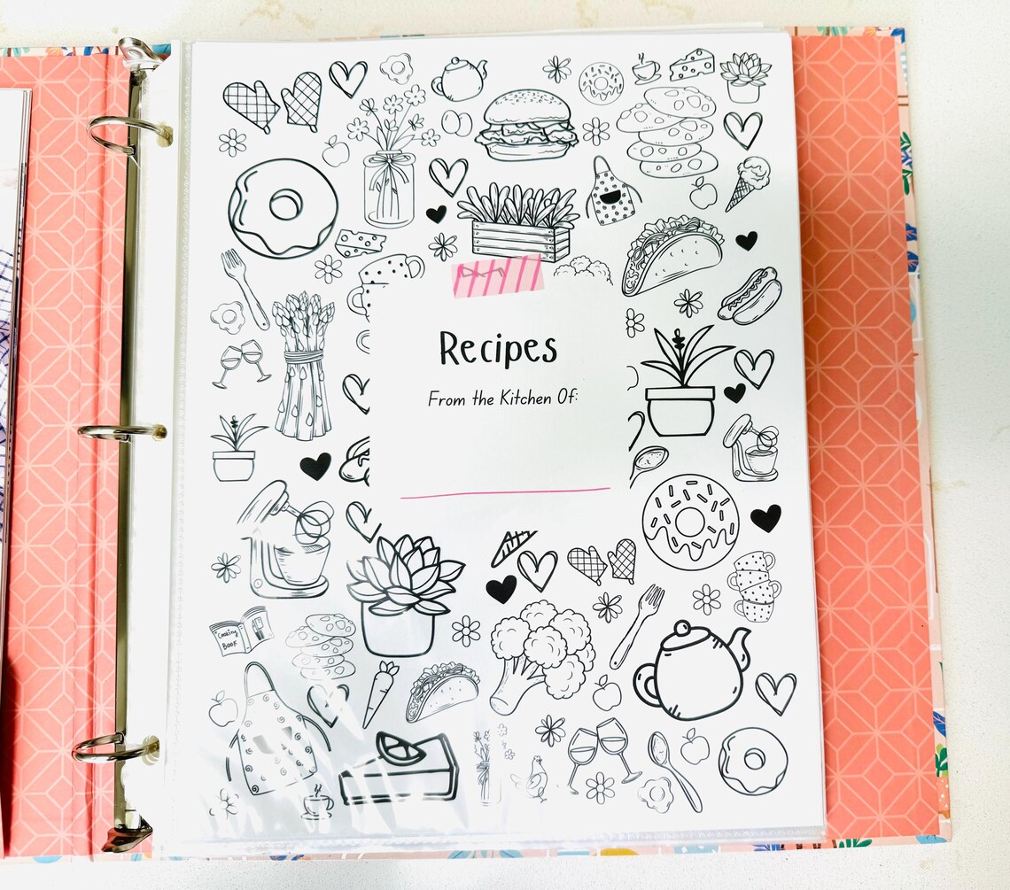 DIY Cookbook Cover Coloring Page | Instant Download Recipe Binder Title ...