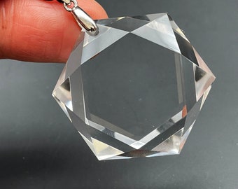 Natürlicher klarer Quarzkristallanhänger, Davidstern, Reiki-Heilung, Energie spirituell, Geschenk E000