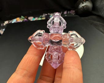 Amethyst Double Dorje, Buddhism Amulet, Healing Crystal and Stone