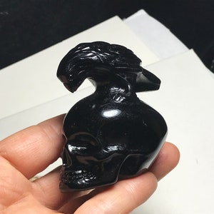 Teschio di quarzo obsidiano di cristallo naturale Pietra di guarigione del cristallo, Crystal Realistic, Crystal Animal L112616