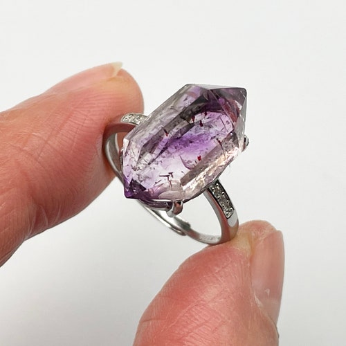 Amethyst Surper Seven Crystal Ring,Sterling buying Silver,Quartz crystal Point, Crystal Jewelry,Reiki Healing, Energy D090620