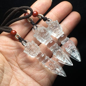 One pcs Clear Hand Crafted Powerful Three Faces ,Carved Skull,Buddhist Ceremonial , Vajrakila Phurba Healing L080526
