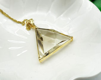 Citrin Prisma Anhänger, vergoldetes Silber, handgemachter Schmuck