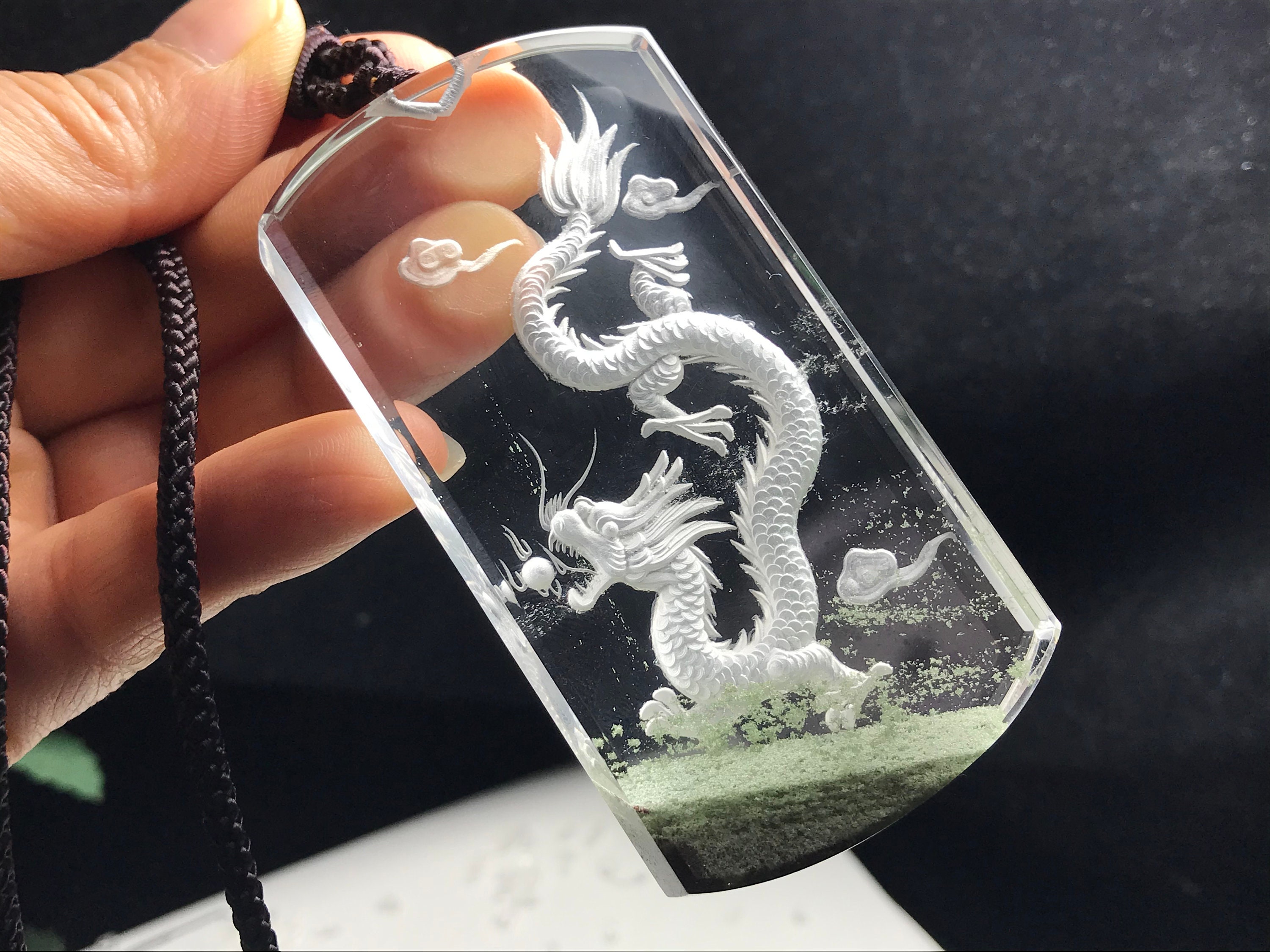 Natural Green Phantom Crystal Pendant Inner Scene Carving Etsy UK