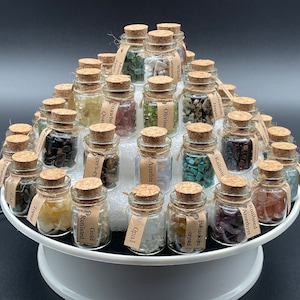 45 Pcs Natural Quartz Crystal And Gemstone Wish Bottles,Wicca Crystals,Housewarming Gift, Home Decor,Metaphysic Tumbled Stone set