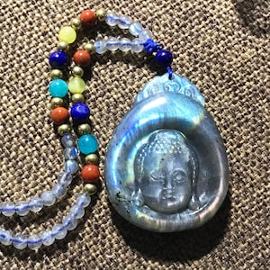 Flash Labraddorite Buddha Pendant, Crystal Labradorite , healing stone,Carved Labradorite, Gift for Her