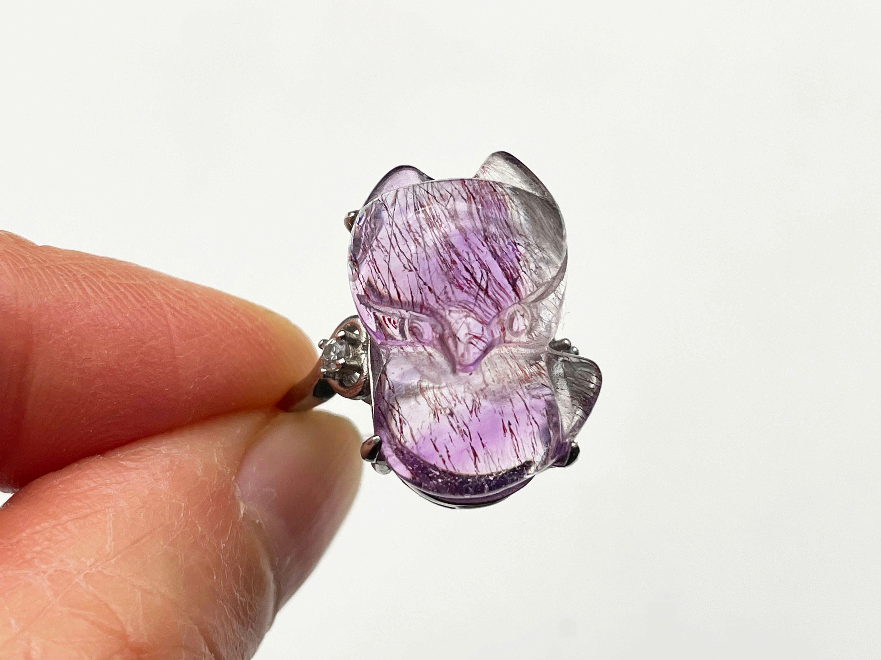 天然アメジスト スーパーセブン、フォックスクリスタル彫刻、調節可能
