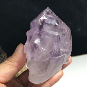 Amethyst Point Quartz Crystal Skull,Skull Carved, Realistic,Crystal Healing,Spiritual Healing Energy #02
