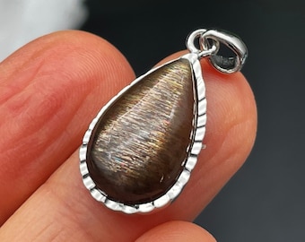 Rainbow Meteor Shower Sunstone Pendant, handmade Jewelry, Drop Necklace  E120319
