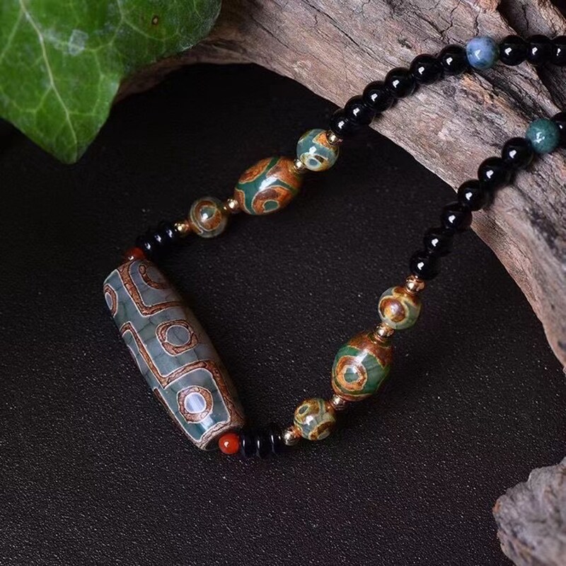 Dzi Bead Silver Pendant