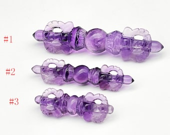 Amethyst Quartz Vajra Dorje, Buddhist Ceremonial, Amulet, Healing Crystal and Stone