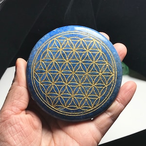 Large Lapis Lazuli Quartz Crystal Flower of Life ,Natural crystal,Reiki Healing,Energy,Gift