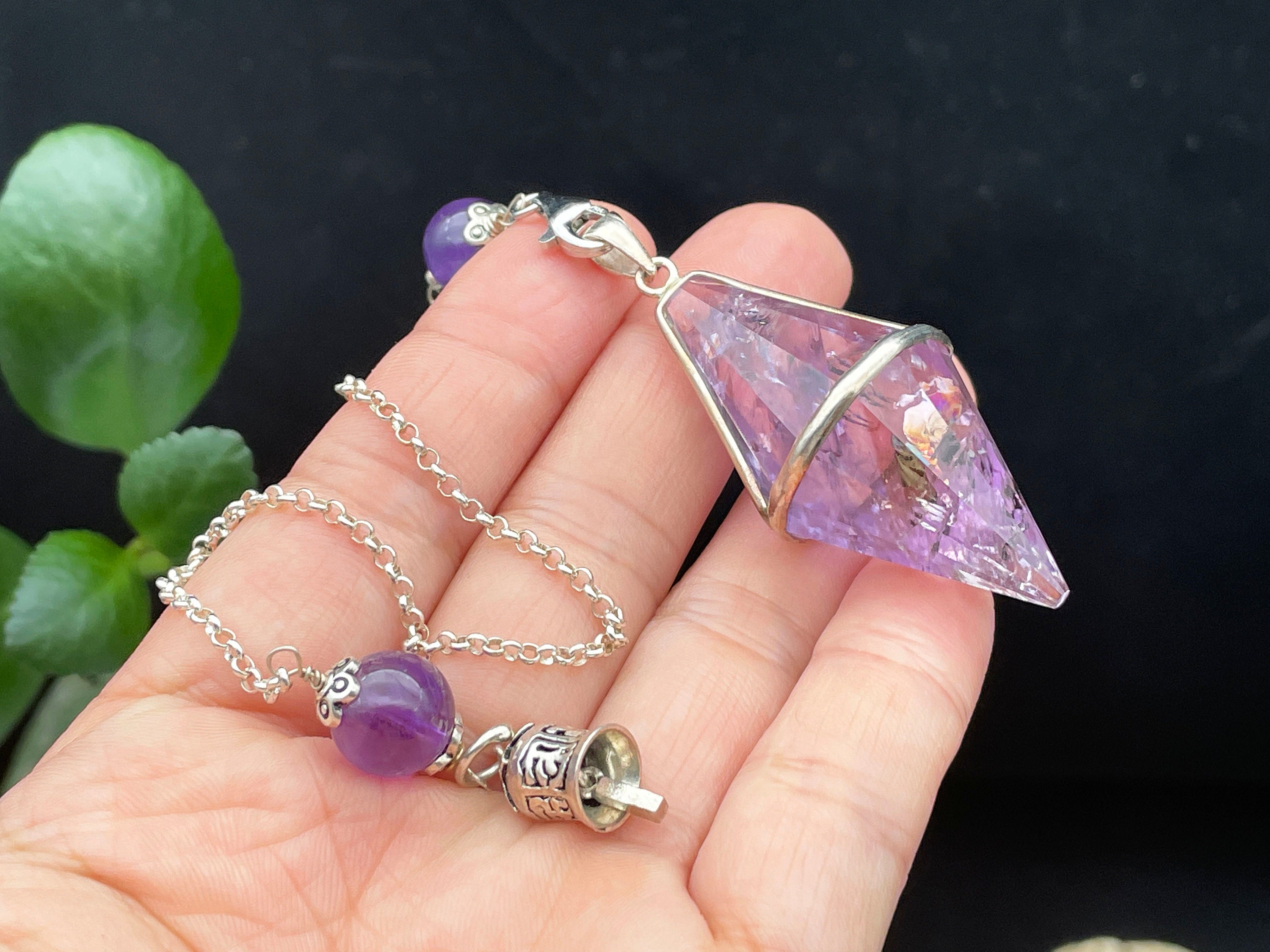 Handmade Amethyst Orgone Point Pendulum For Dowsing & Scrying – Crystal Dowser Tool