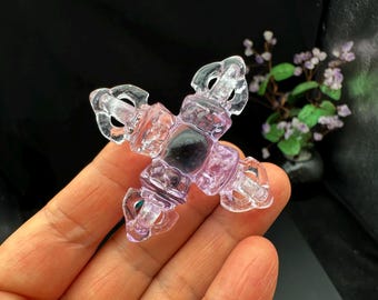 Amethyst Double Dorje, Buddhism Amulet, Healing Crystal and Stone
