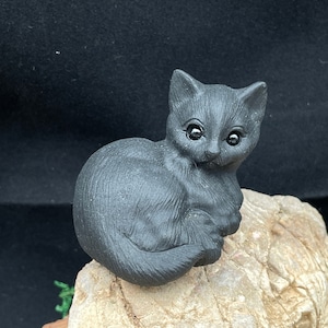 Gatto intagliato ossessiano naturale, cristallo di quarzo, statuetta del gattino, regalo di inaugurazione della casa, arredamento domestico D052345