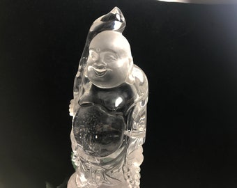 Clear Quartz Crystal ,Carved Buddha , Housewarming Gift, Home Decor,Crystal and Stones L112138