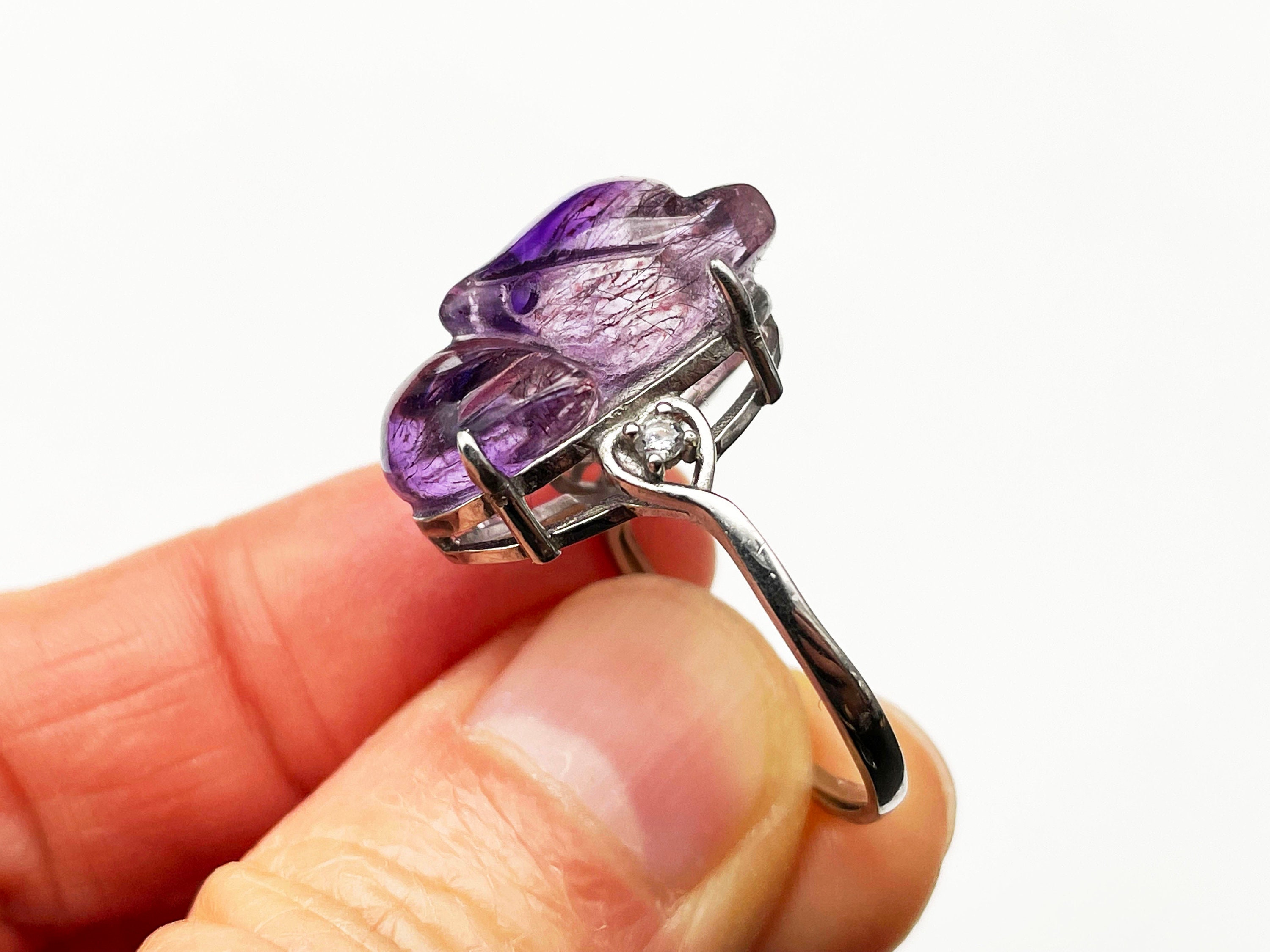 天然アメジスト スーパーセブン、フォックスクリスタル彫刻、調節可能