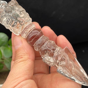 Smoky Hand Crafted Powerful Three Faces ,Carved Skull,Buddhist Ceremonial ,Vajrakila Phurba Healing D071939