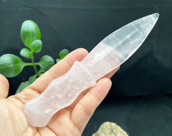 Natural Rose Quartz Crystal,Carved dagger,Realistic,Reiki Healing,Spiritual Energy D080922