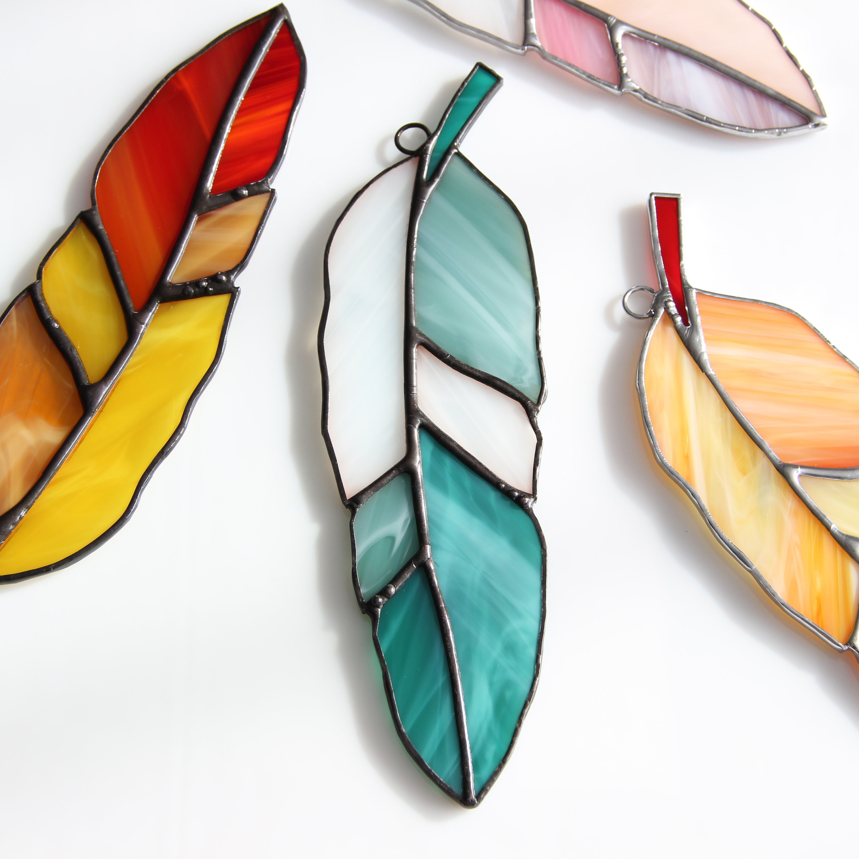 Suncatcher stained glass feather Etsy