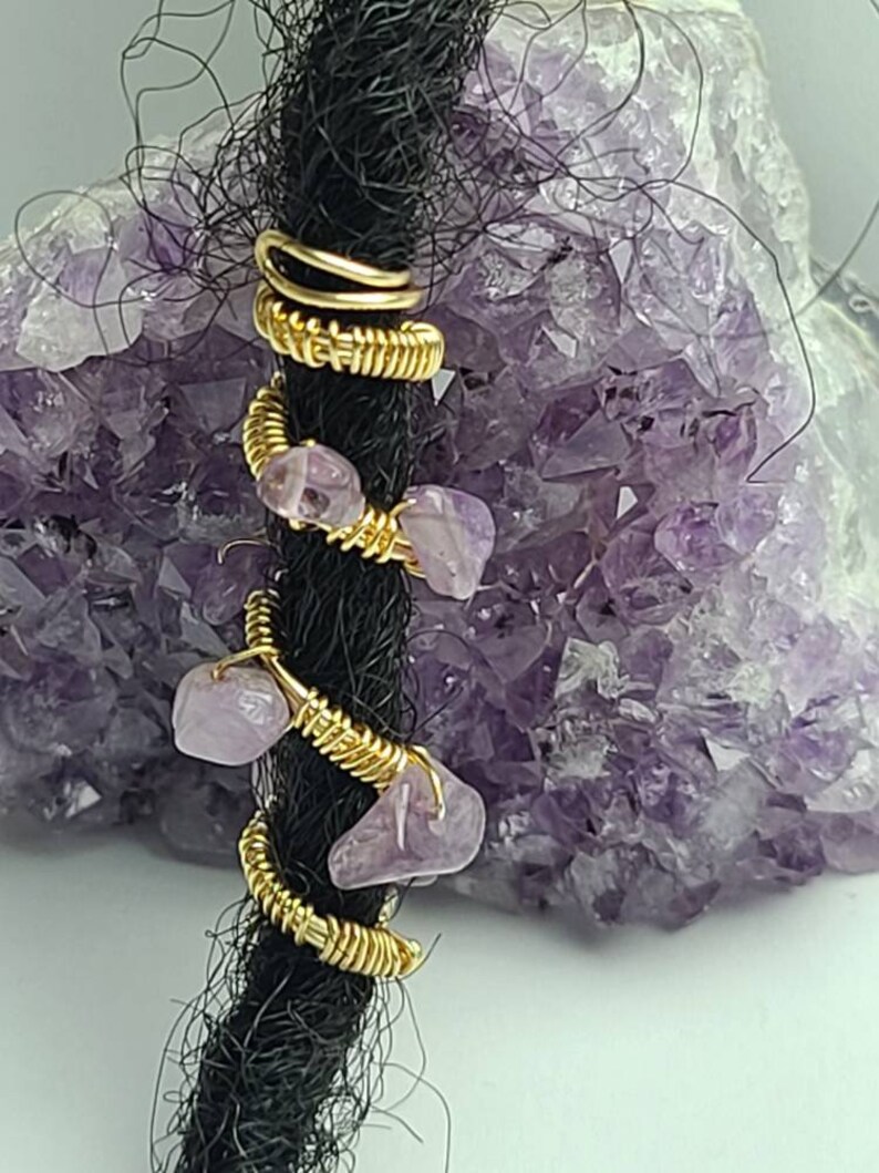 Loc Jewelry Amethyst Crystal Dreadlocks Coil Quartz Crystal Etsy