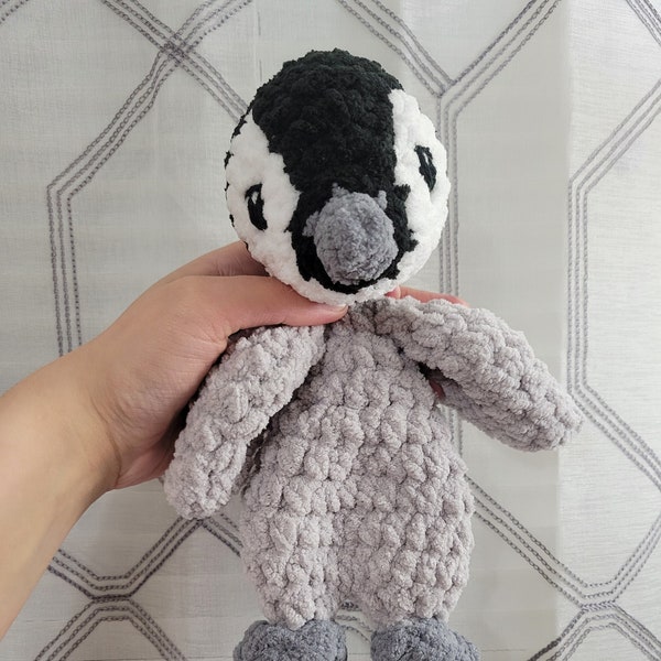 Mini Penguin Lovey, Stuffed Animal Snuggler, Unique Handmade Gift, Cuddly Baby Plushie, Soft Sensory Toy, Heirloom Gift