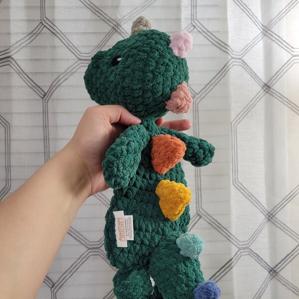 CUSTOM Dinosaur Lovey, Machine Washable, Travel Buddy, Stuffed Animal Snuggler, Cuddly Companion, Comfort Plushie, Heirloom Toy