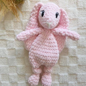 Pink Bunny Lovey, Handmade Snuggler, Baby Shower Gift, Bunny Stuffed Animal, Easter Basket Bunny, Baby Rabbit Toy, Bunny Nursery Decor