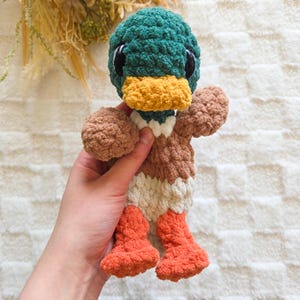 Small Mallard Duck Lovey, Handmade Baby Duck Plushie, Infant Duck Gift, Mallard Duck Stuffed Animal, Baby Box Gift, Hunting Nursery Decor