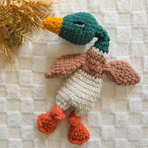 Mallard Duck Lovey, Handmade Snuggler, Duck Birthday Gift, Green Duck Stuffed Animal, Baby Shower Gift, Hunting Nursery Decor