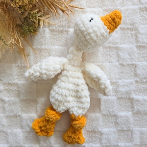 White Goose Lovey, Baby Goose Snuggler, Baby Shower Gift, Goose Stuffed Animal, Neutral Heirloom Gift, Nursery Rhyme Toy