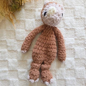 Brown Monster Lovey, Handmade Monster Snuggler, Baby Shower Gift, Monster Stuffed Animal, Baby Monster Plushie, Monster Nursery Decor
