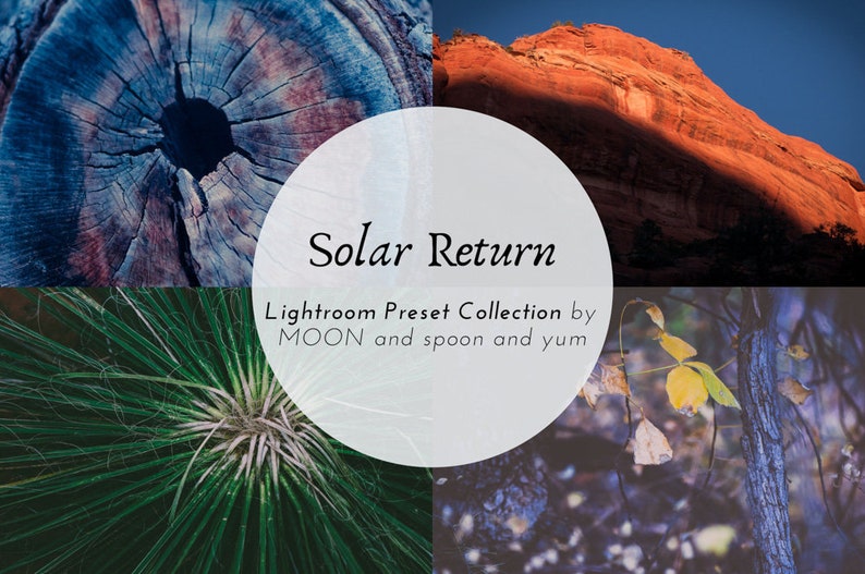 Solar Return Lightroom Presets Collection for Desktop Set of 4 dark, matte, moody, film, vintage, VSCO filters for food, nature image 1