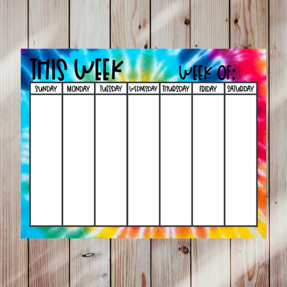tie dye business weekly planner printable instant download etsy australia