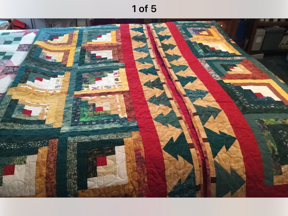 Queen Size Log Cabin In The Pines Quilt Etsy