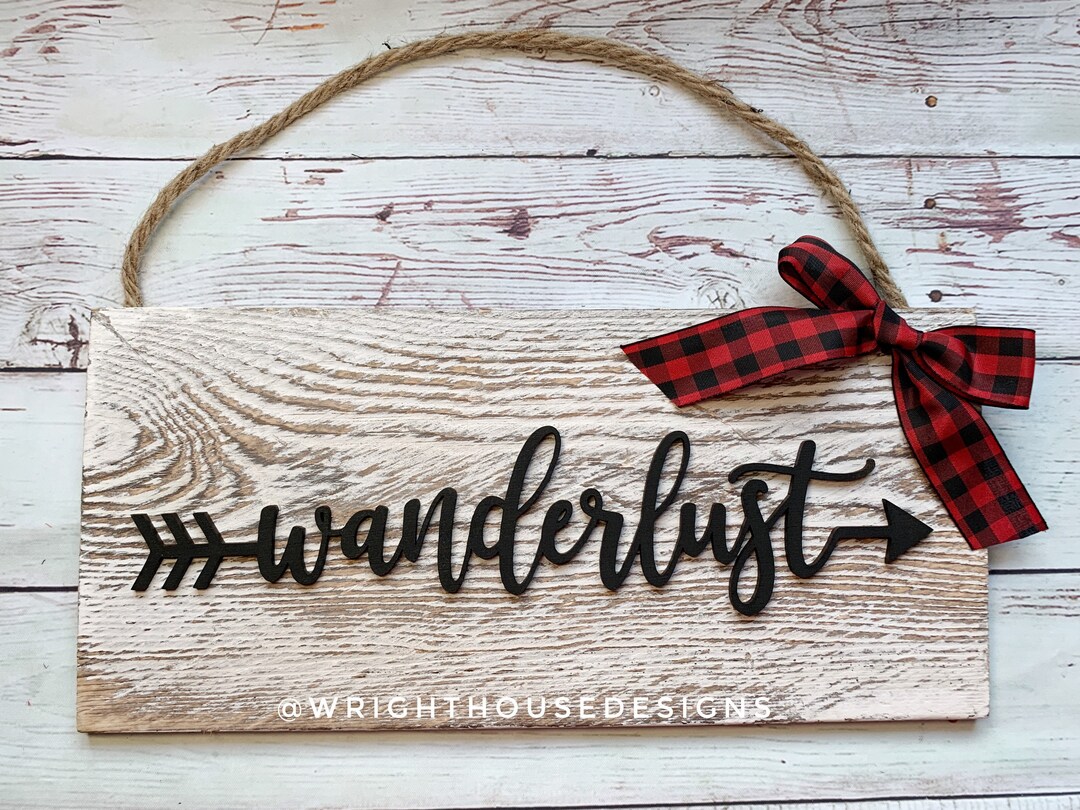 Wanderlust Arrow Word Art Rustic Farmhouse Whitewash - Etsy Canada