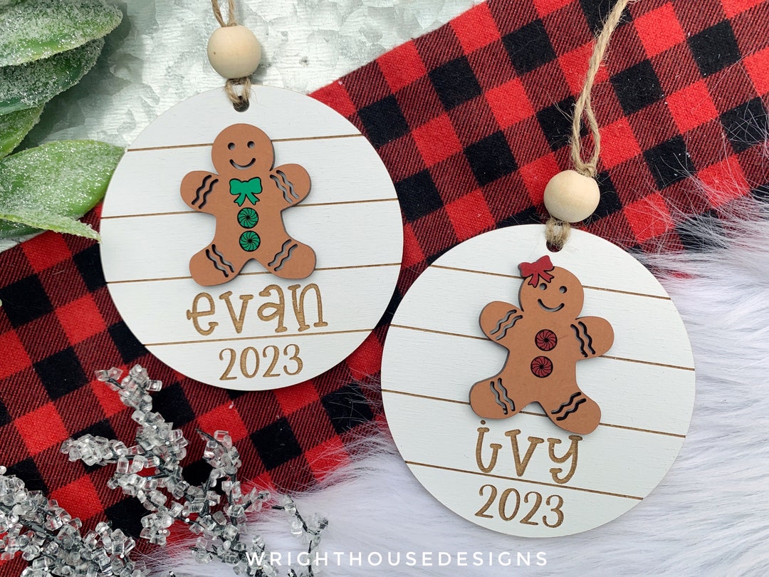 Gingerbread Boy and Girl Yearly Christmas Tree Ornament Personalized