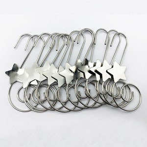 Beautiful 24 PCS Handmade Christmas Ornament Hooks Hanger Star-Silver