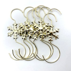 Beautiful 24 PCS Handmade Christmas Ornament Hooks Hanger Snowflake-Gold