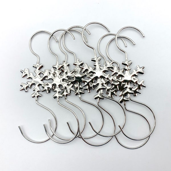 Beautiful 24 PCS Handmade Christmas Ornament Hooks Hanger Snowflake-Silver