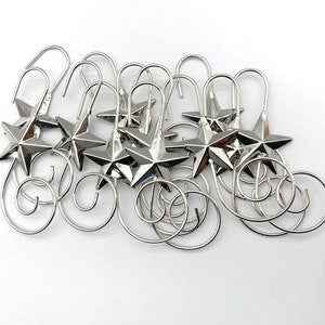 Handmade Star Christmas Ornament Hooks, Silver Electroplated Iron, 24 PCS