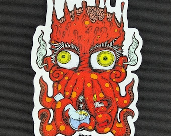 Stoner Octopus Art Sticker, "Pickled Calamari" Glossy Vinyl