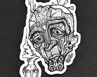 Potion Face Sticker: Psychedelic Hand-Illustrated Vinyl Art